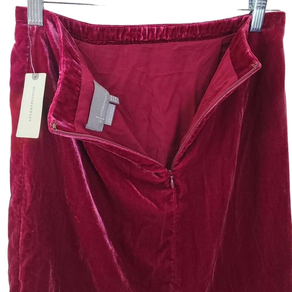 NEW Anthropologie Montie velvet mini skirt raspberry Women's 6 Holiday‎ - Picture 4 of 9